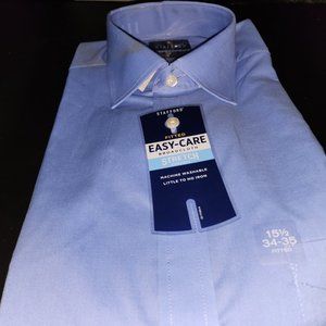 Stafford Long Sleeve dress shirt, Fitted, 15 1/2 Neck, 34-35 length,  Blue